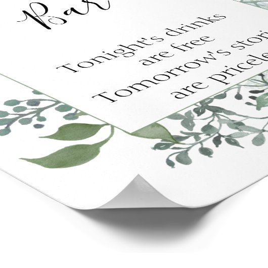 Poster Open Bar Botanical Greenery Frame Mariage (Coin)