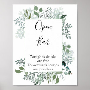Poster Open Bar Botanical Greenery Frame Mariage