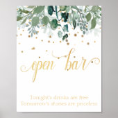 Poster Open Bar Botanical Greenery Gold Mariage (Devant)