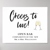 Poster Open bar Cheers to love Horizontal Mariage sign (Devant)