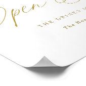 Poster Open Bar Gold Mariage Sign Élégante Calligraphie (Coin)