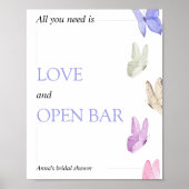Poster Open Bar Il donne sa Fête des mariées aux papillon (Devant)