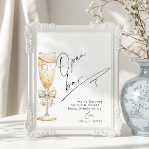 Poster Open Bar Pearls et Prosecco nuptiale