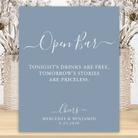 Open Bar Personnalisé Dusty Blue Mariage Boissons