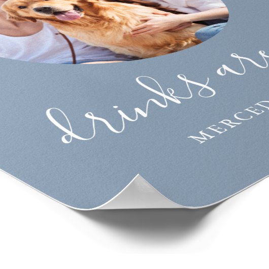Poster Open Bar Personnalisé Dusty Blue Pet Chien Mariage (Coin)