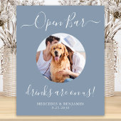 Poster Open Bar Personnalisé Dusty Blue Pet Chien Mariage