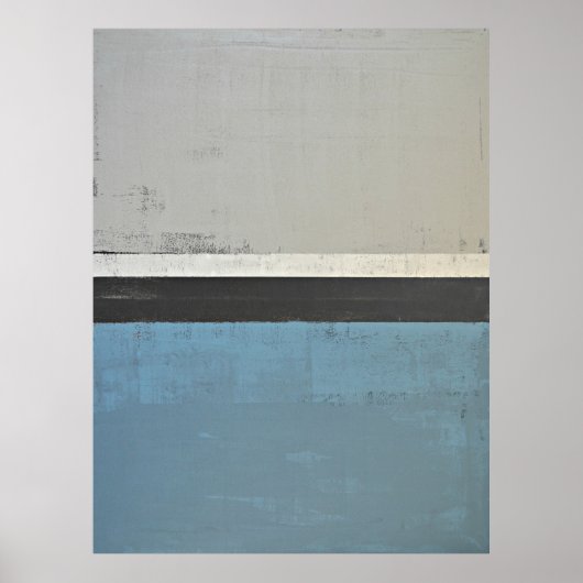 Poster "Open" Grey et Turquoise Art Abstrait Impri (Devant)
