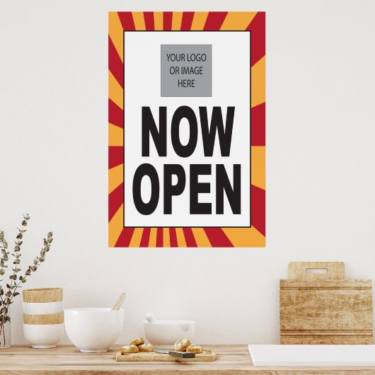 Poster Open Sign avec logo (Cuisine)