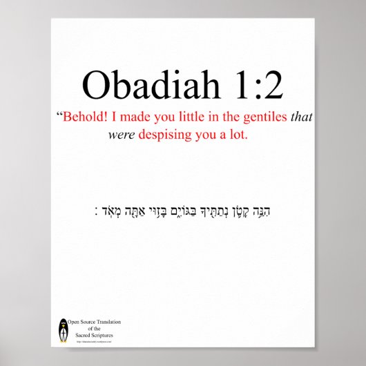 Poster Open Source Translation Obadiah 1:2 (Devant)