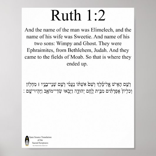Poster Open Source Translation Ruth 1:2 (Devant)