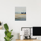 Poster Open Terrain with Distant Island Minimal Abstract (Bureau à domicile)