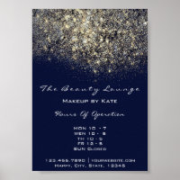 Opening Hours Gold Blue Navy Confetti Sequin