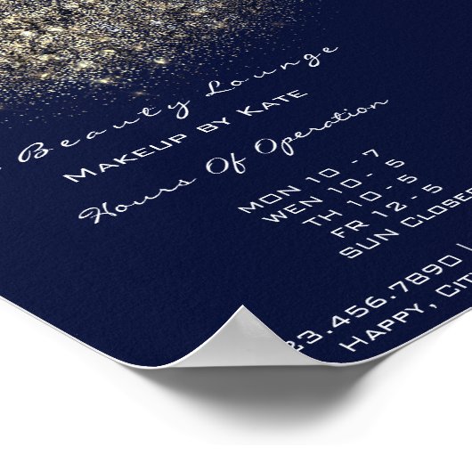 Poster Opening Hours Gold Blue Navy Confetti Sequin (Coin)