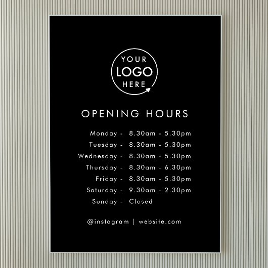 Poster Opening Times | Business Logo Opening Hours Black