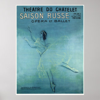 POSTER OPÉRA & BALLET - SAISON RUSSE - PARIS 1909