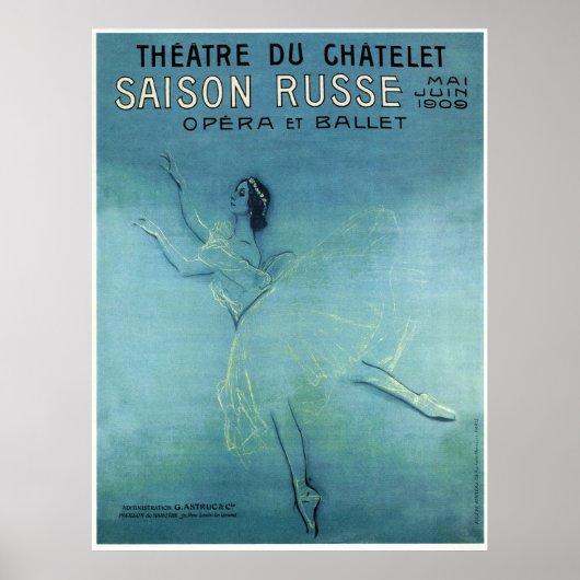 POSTER OPÉRA & BALLET - SAISON RUSSE - PARIS 1909 (Devant)