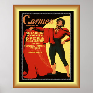Poster Opera ~ Carmen ~ Chanson Toreador ~ 1939 ~