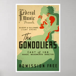Poster Opéra de gondoliers WPA 1937