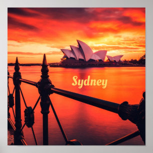 Poster Opéra de Sydney Australie Orange Sky