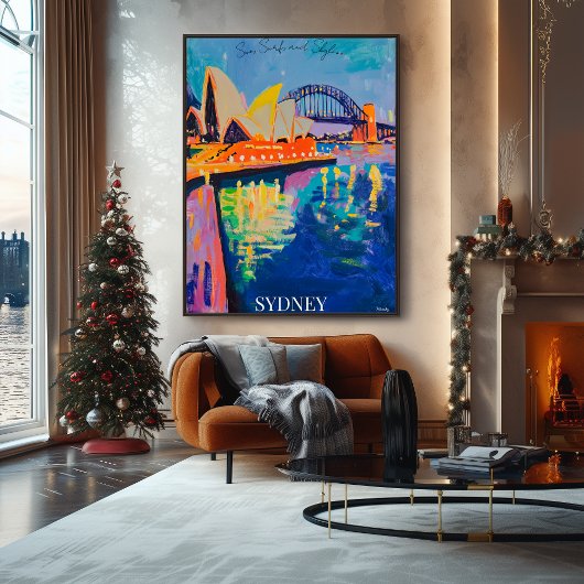 Poster Opéra de Sydney et pont du port à Fauvist