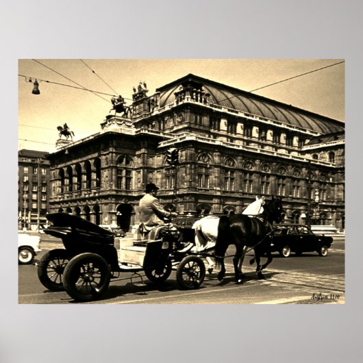 Poster Opéra de Vienne Autriche vintage Fiaker Staatsoper (Devant)