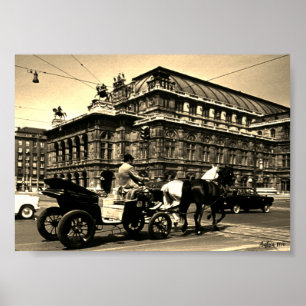Poster Opéra Staatsoper Fiaker Vienne Autriche vintage