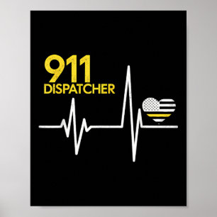 Poster Opérateur 911 battement de coeur police drapeau mi