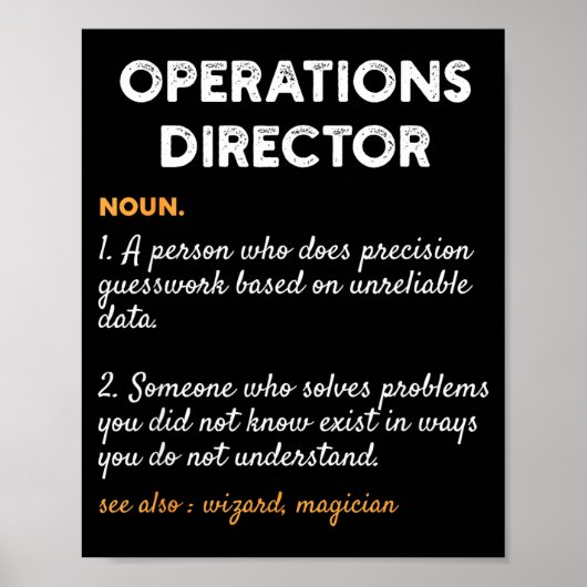 Poster Operations Director Profession Funny Dictionary De (Devant)