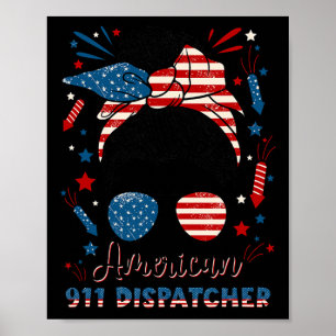 Poster Opératrice 911 du 4 juillet Drapeau américain 911