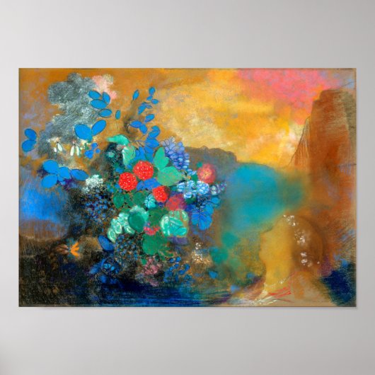 Poster Ophélie parmi les Fleurs, Redon (Devant)