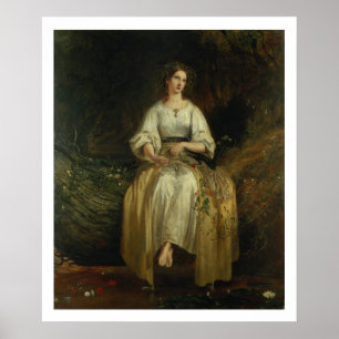 Poster Ophélie tissant ses guirlandes, 1842 (huile sur le