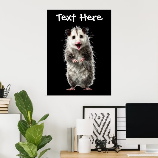Poster Opossum choqué drôle et surpris (Bureau à domicile)