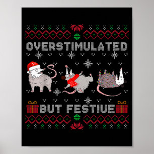 Poster Opossum de pull moche festif mais surexcité Ch