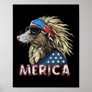 Poster Opossum Possum - Patriotique Usa 4 juillet Amériqu