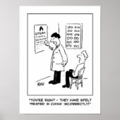 Poster Optician Checks Spelling on Optical Wall Chart (Devant)