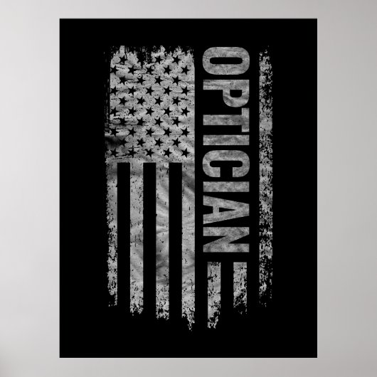 Poster Opticien drapeau USA design en détresse (Devant)