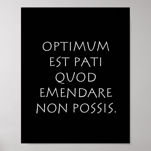 Poster Optimum est kinsella quod emendare non possible (Devant)