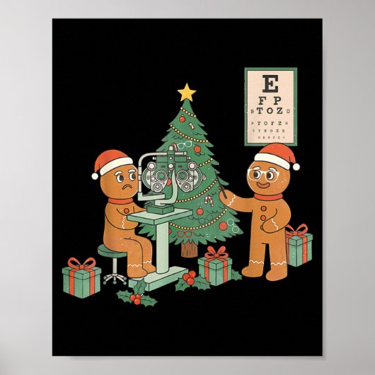 Poster Optometry Gingerbread Christmas Optician Sight Squ (Devant)