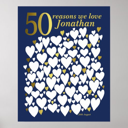 Poster Or 50e anniversaire Blue Gold 50 raisons pour lesq (Devant)