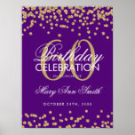 Poster Or 60e anniversaire Parties scintillant Confetti v<br><div class="desc">Elégant 60e anniversaire Gold Faux Parties scintillant Confetti modèle bannière violet.</div>