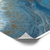Poster Or abstrait Veine d'Or Océan Profond Bleu (Coin)