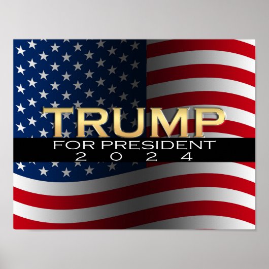 Poster Or avec drapeau Donald Trump pour le président 201 (Devant)