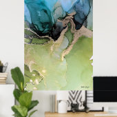 Poster Or bleu noir Abstrait (Bureau à domicile)