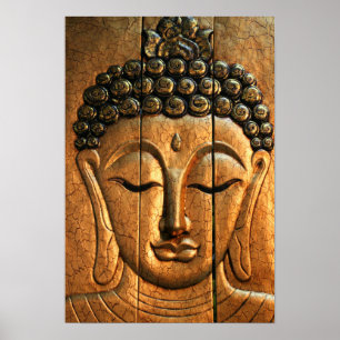 Poster Or Bouddha métallique