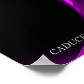 POSTER OR CADUCUS ET 7 CHAKRAS EN PURPLE FRACTAL ROSE (Coin)