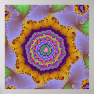 Poster Or coloré et violet fractal