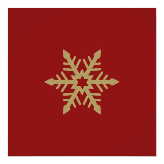 Poster Or de conception de flocon de neige sur le rouge (Devant)