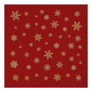 Poster Or de conception de flocons de neige sur le rouge