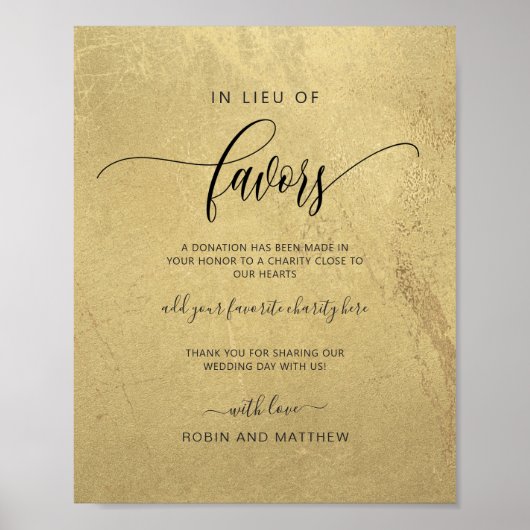 Poster Or en lieu et place des faveurs Mariage Charité Fa (Devant)