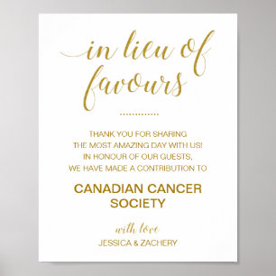 Poster Or En Lieu Et Place Des Faveurs Mariage De Dons De